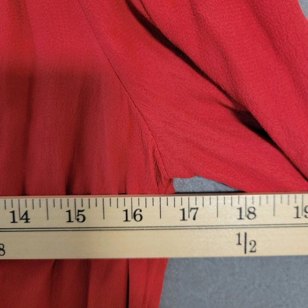 Madewell Women's Bright Ember Red Long Sleeve‎ Wrap Blouse Top Size S NWT